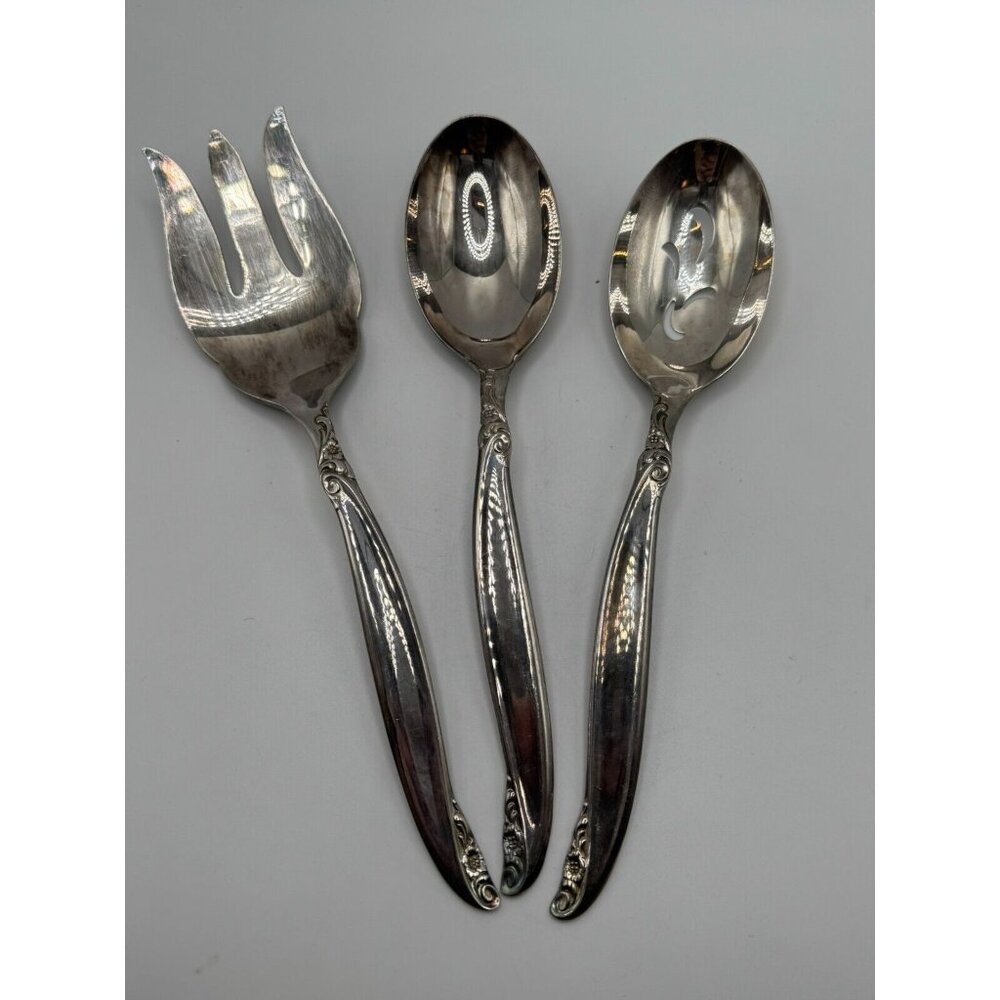 1847 Rogers Bros Leilani Silver Plate Slotted Spoon, Serving Spoon Serving Fork